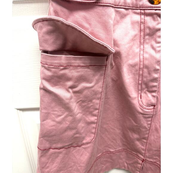 Finders Keepers Dress Pink Button Down Cargo Mini Cotton Stretch Mini Women's 8 - Picture 6 of 8
